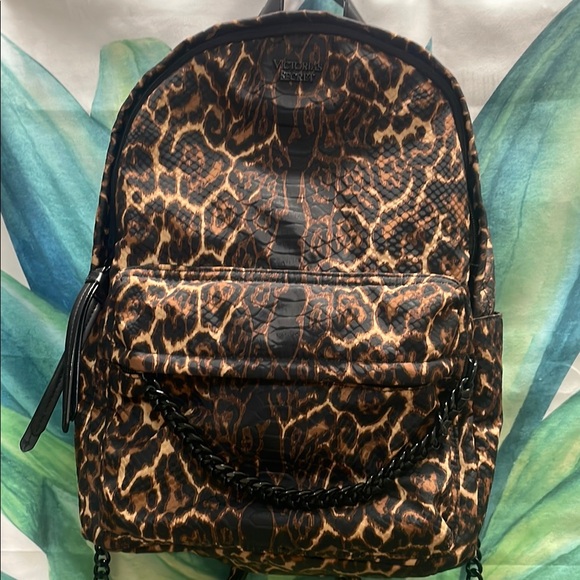 Victorias Secret Leopard Backpack with chain detail main image 8